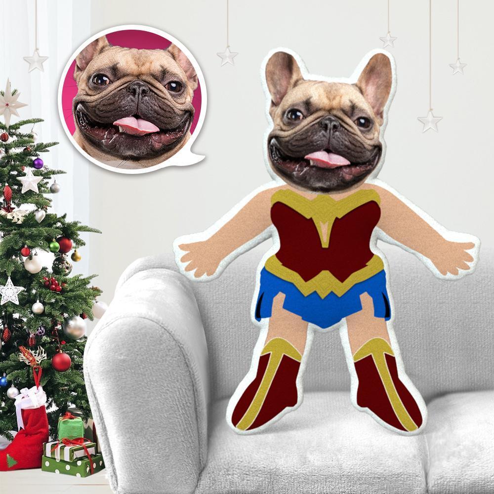 MiniMe Dog Costume Pillow Doll Dog Photo Pillow Dog Face Pillow Personalised Dog Pillow Custom Dog Pillow Dog Picture Pillow Wonder Woman Costume