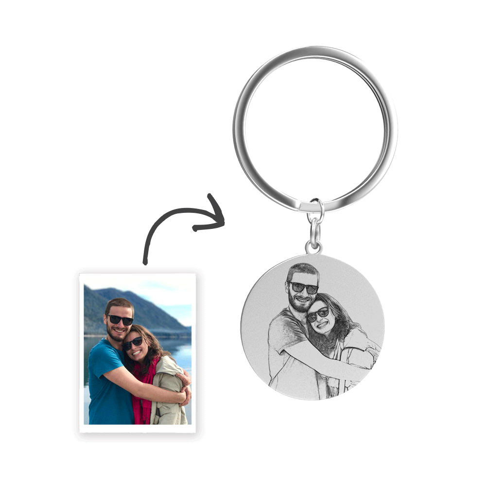 Custom Photo Keychain Stainless Steel - Round Shape