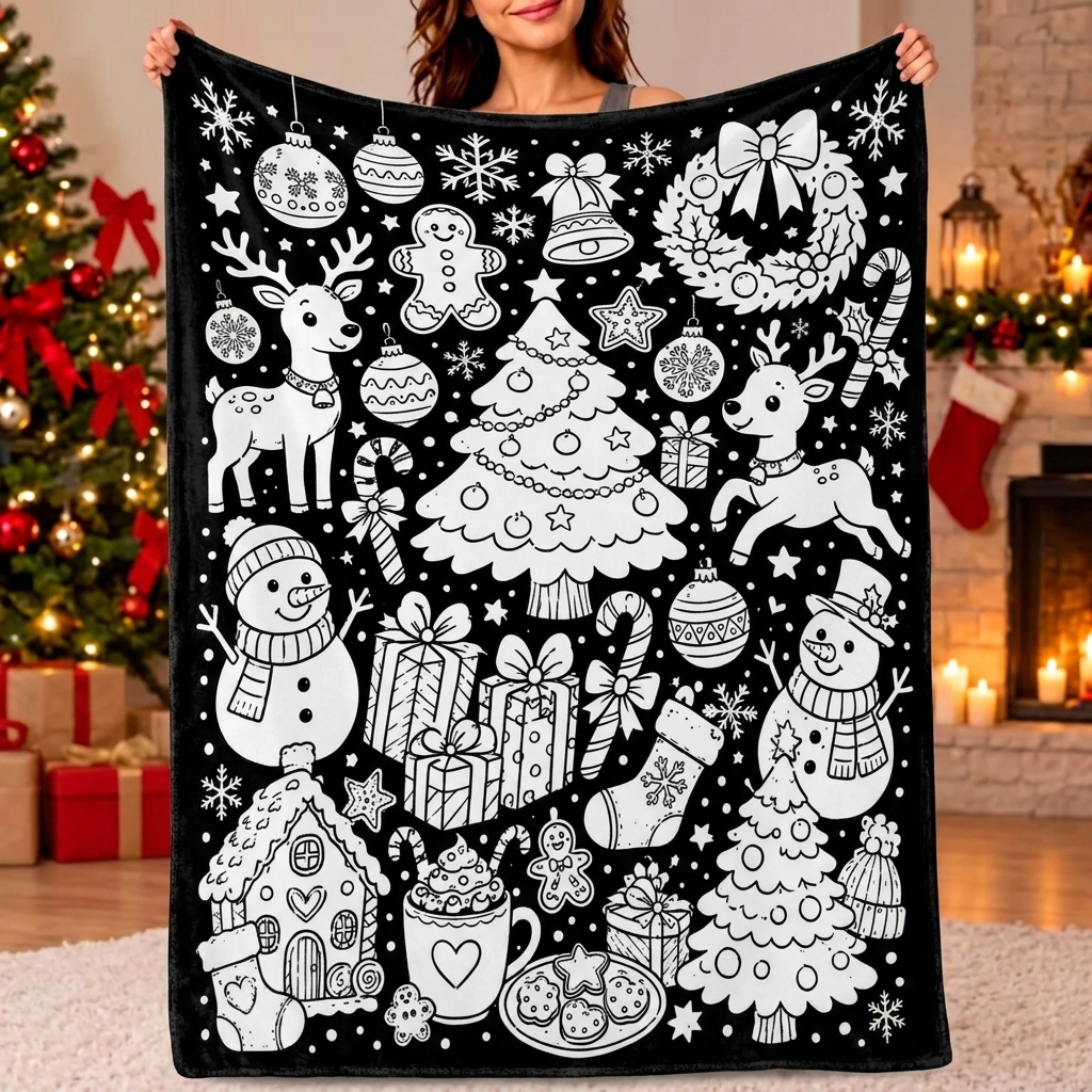 DIY Drawing Blanket (Optional 24-Color Marker Set) Create Your Art Blanket Washable Keepsake Blanket for Kids & Adults - auphotoblanket