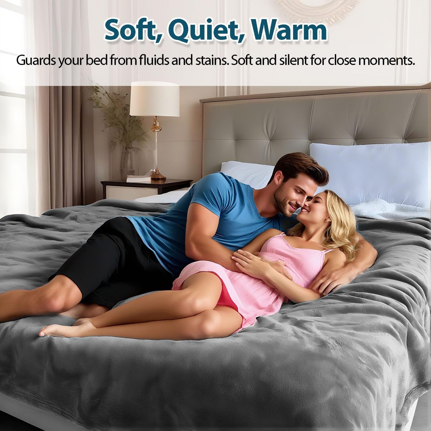 Waterproof Intimacy Blanket for Couple's Wild Nights, 3 Layer Lightweight Machine Washable and Stain Proof for Couples & Pets with 31 Styles & 6 Sizes for Lovers without Ruin Sheets - auphotoblanket
