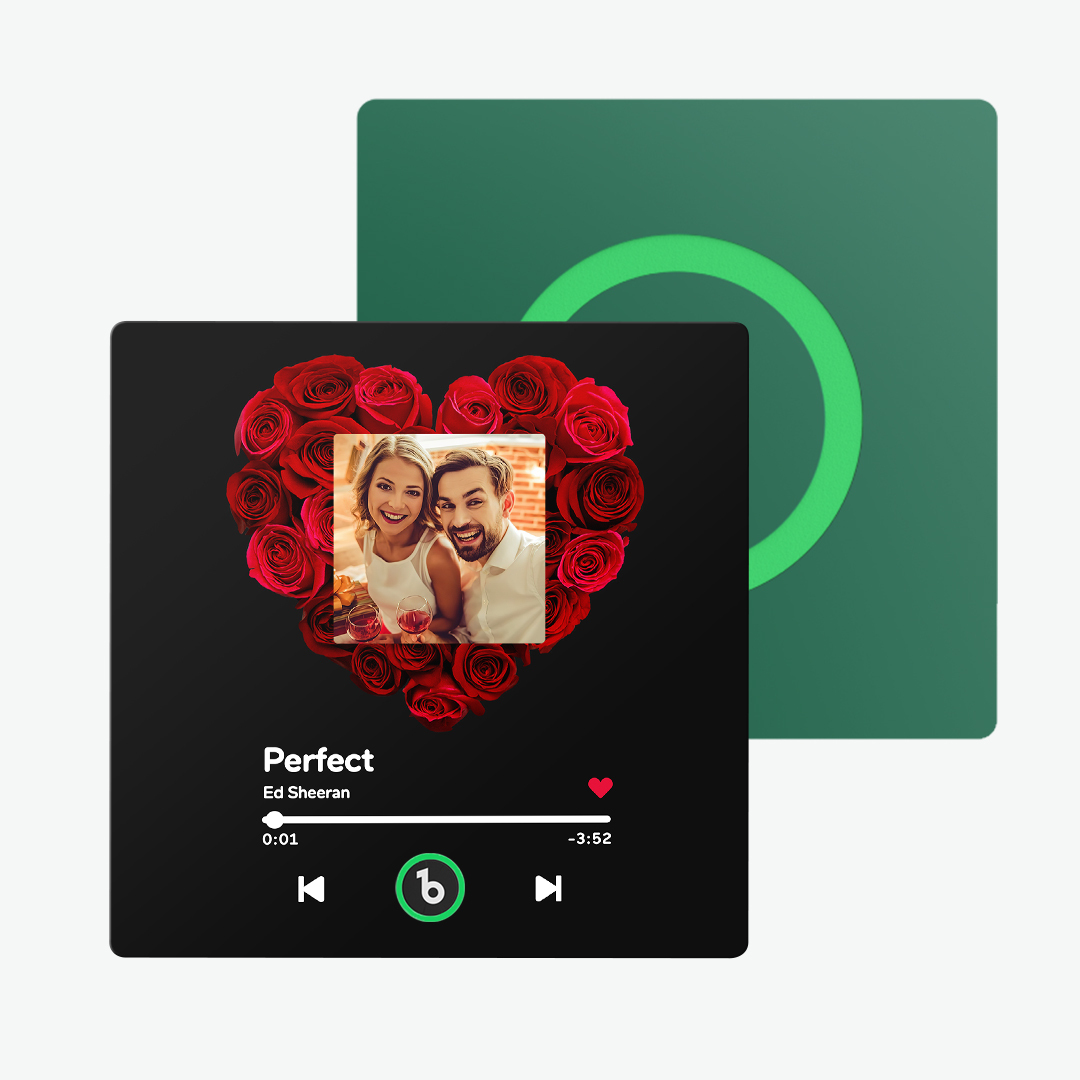 Custom Music Fridge Magnet with Rose and Photo Colorful Album Fridge Magnet Gifts for Her - auphotoblanket