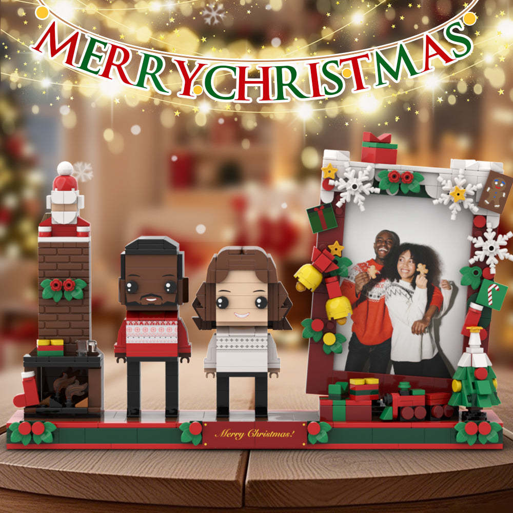 Christmas Gift For Couples Square Face Fully Body Customizable 2 People Universal Interlocking Plastic Toy Custom Brick Figures - auphotoblanket