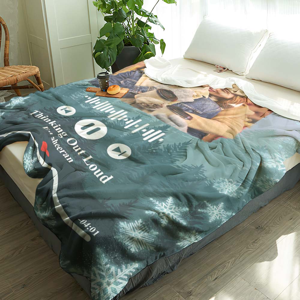 Snowflake Music Blanket Custom Music Blanket Personalized Photo Blanket Music Art Blanket