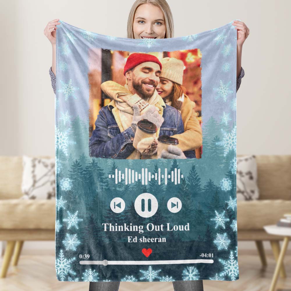 Snowflake Music Blanket Custom Music Blanket Personalized Photo Blanket Music Art Blanket