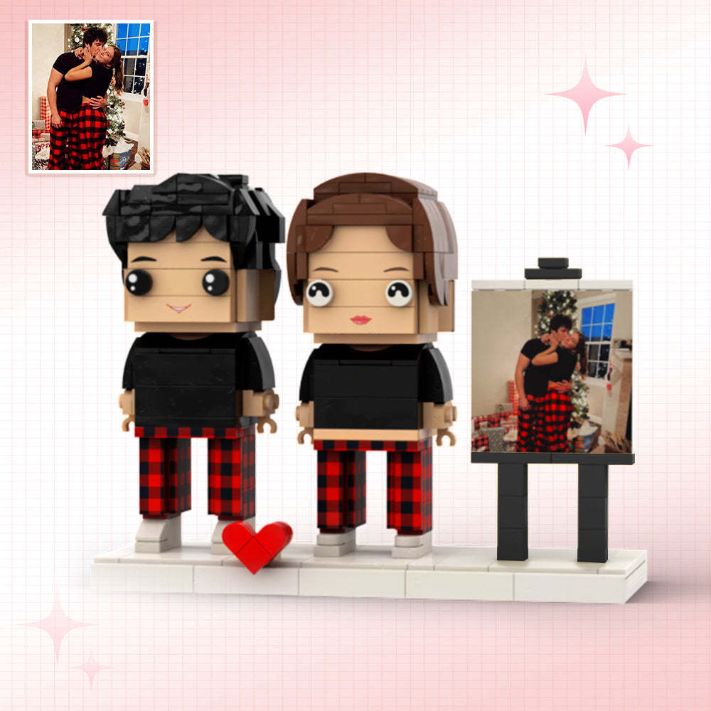 Customizable Fully Body 2 People Custom Brick Figures Christmas Suit Brick Me Figures With Photo - auphotoblanket