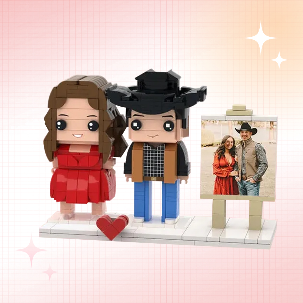 Customizable Fully Body 2 People Custom Brick Figures Denim Suit Brick Me Figures Valentine's Day Gifts