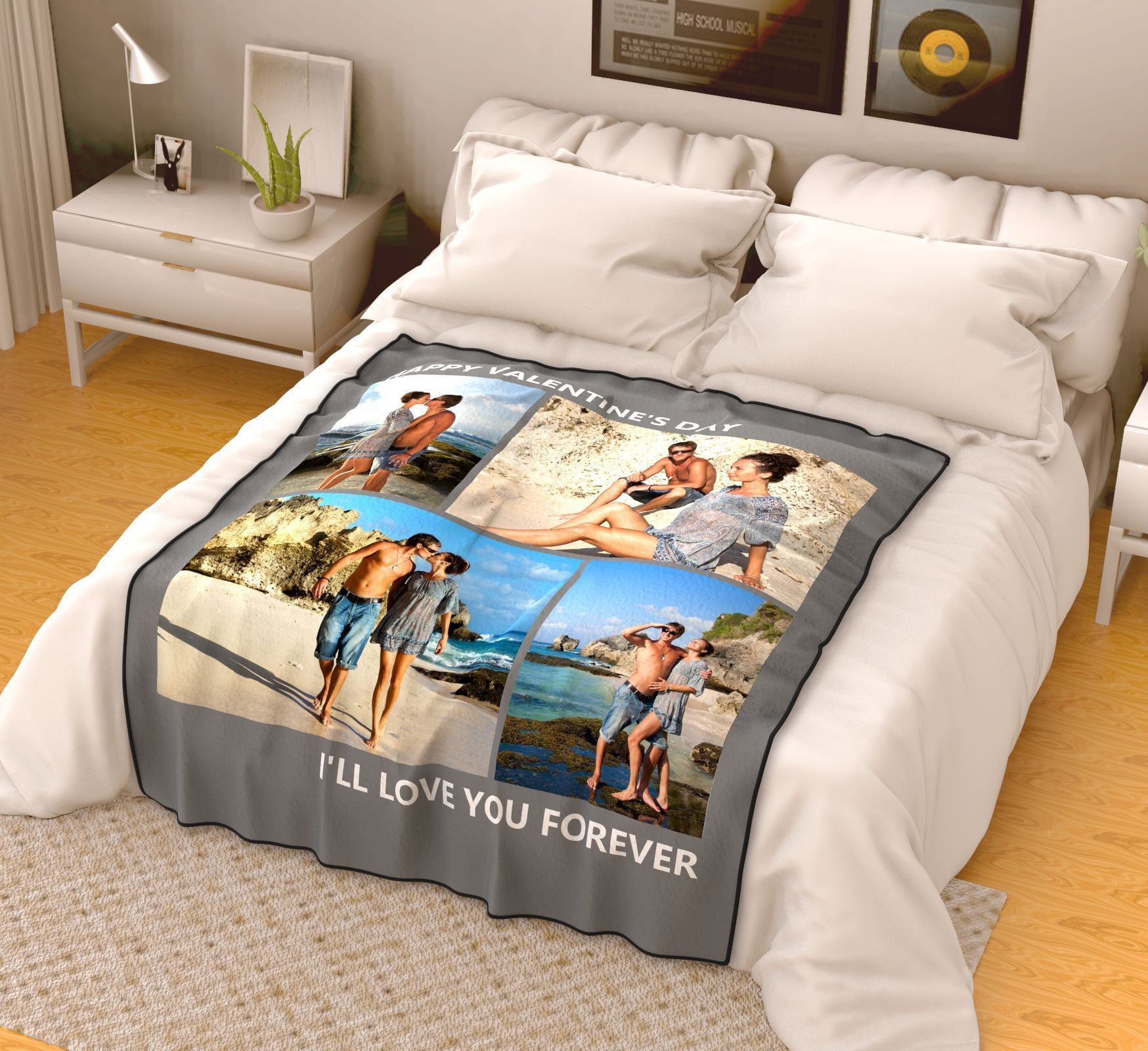 Anniversary Gifts Custom Photo Blankets Couple Photo Blankets  with 4 Photos