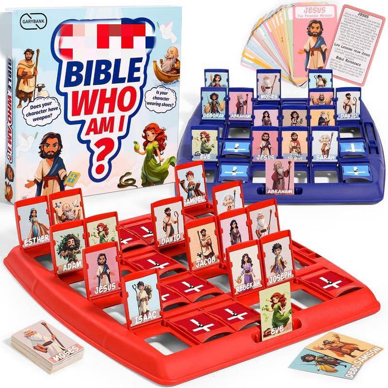 Guess Bible Who I Am Board Games for Kids, 24 Holy Bible Characters with Life Story & Verse Cards, Bible Trivia Study Supplies for Sunday School, Youth Group & Teens, Christian Catholic Gifts