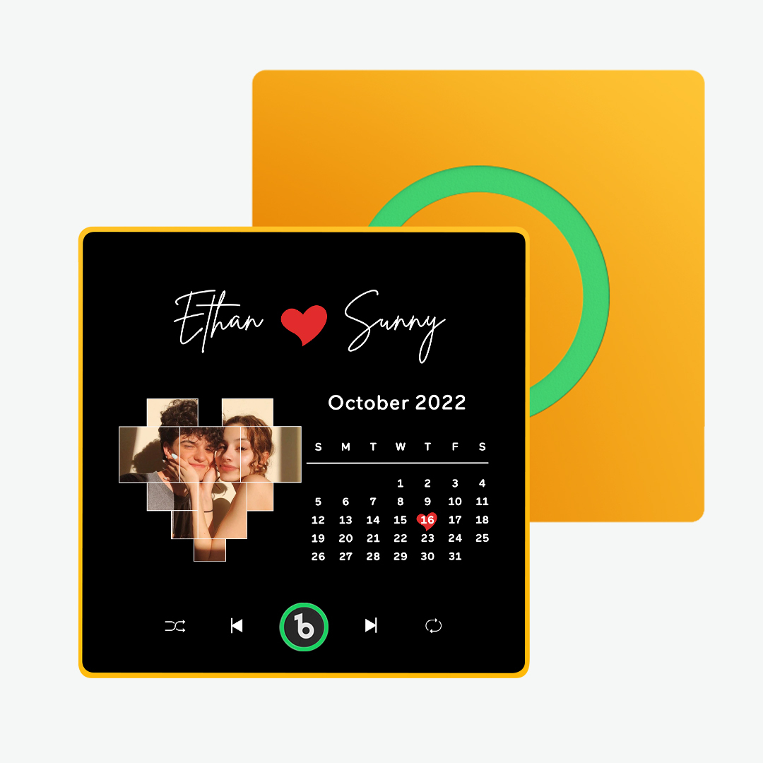 Custom Music Fridge Magnet with Colorful Frame Personalized Love Calendar Fridge Magnet with Photo Unique Gift for Couple - auphotoblanket