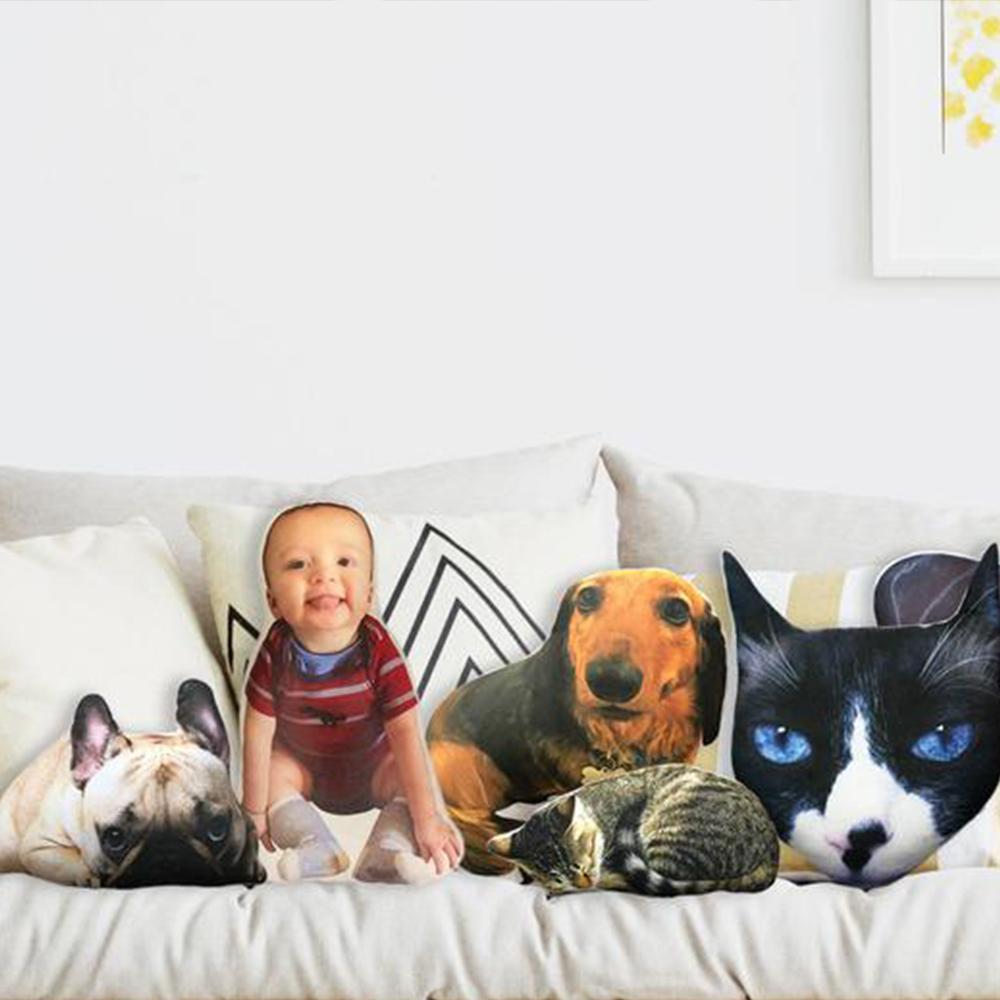 Custom Pet Photo Pillow, Custom Pet Face Pillow, 3D Portrait Pillow