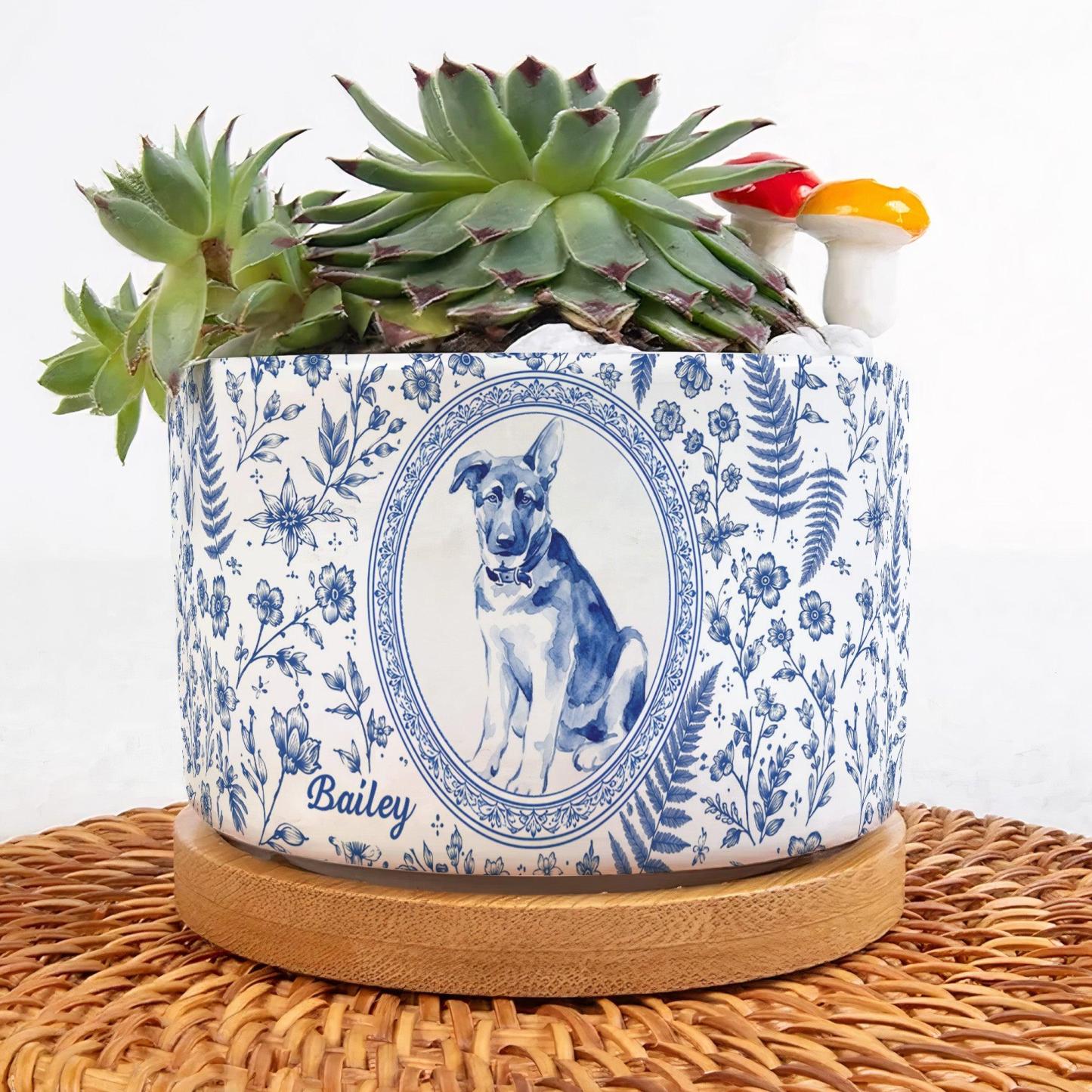 Pet Portrait Planter Home Decor, Pet Memorial Remembrance - Personalized Plant Pot - auphotoblanket