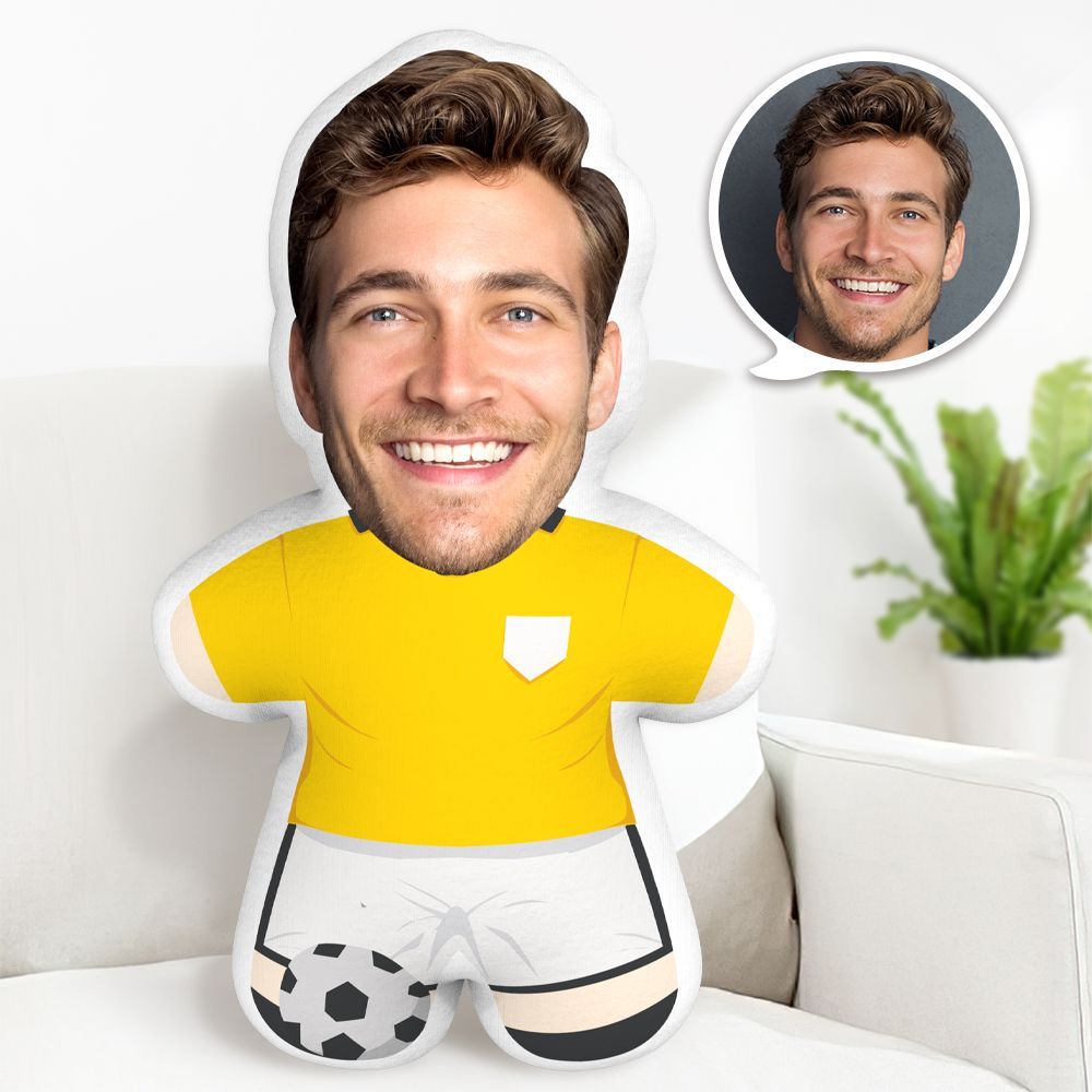 Football Player Minime Throw Pillow Custom Soccer Player Pillow Personalized Photo Minime Pillow - auphotoblanket