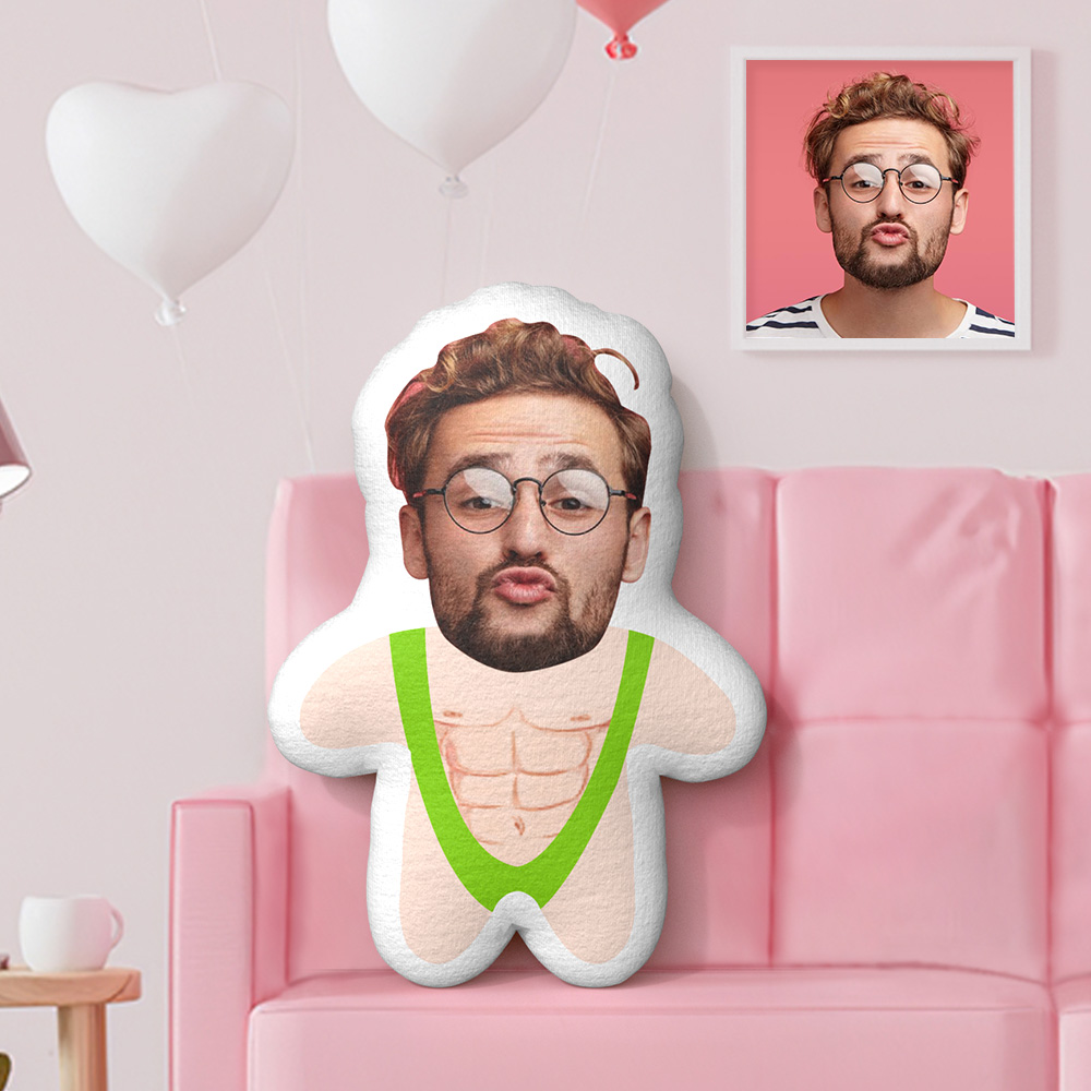 Mankini Minime Throw Pillow Custom Face Gifts Personalized Photo Minime Pillow Valentine's Day Gifts