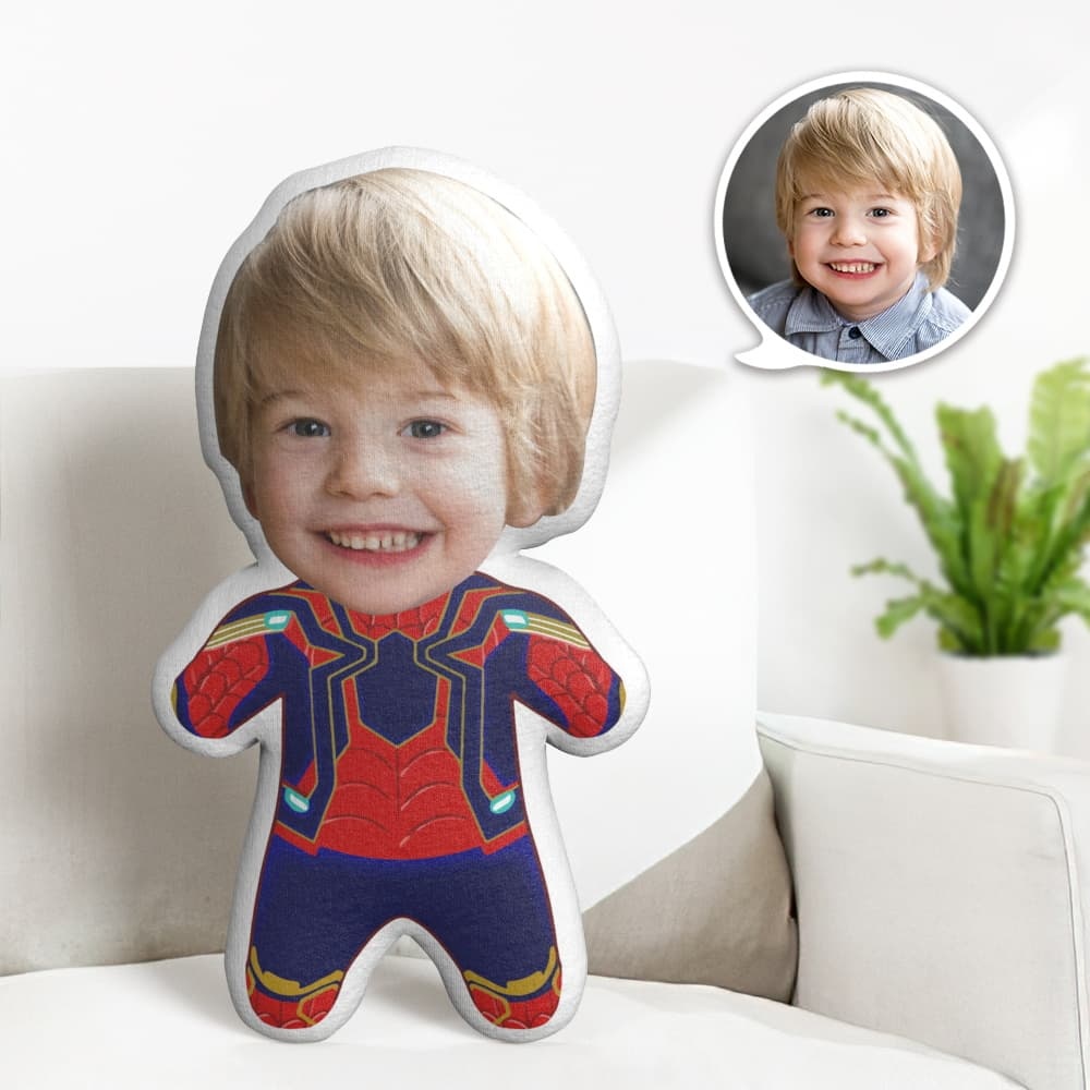 Iron Spider Man Minime Throw Pillow Custom Face Pillow Personalized Cute Minime Pillow - auphotoblanket