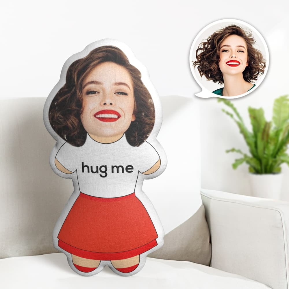 Custom Face Pillow Hug Me Minime Personalized Photo Minime Pillow Gifts for Girl - auphotoblanket