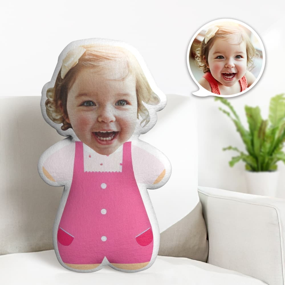 Custom Face Pillow Pink Strap Dress Minime Personalized Photo Minime Pillow Gifts - auphotoblanket