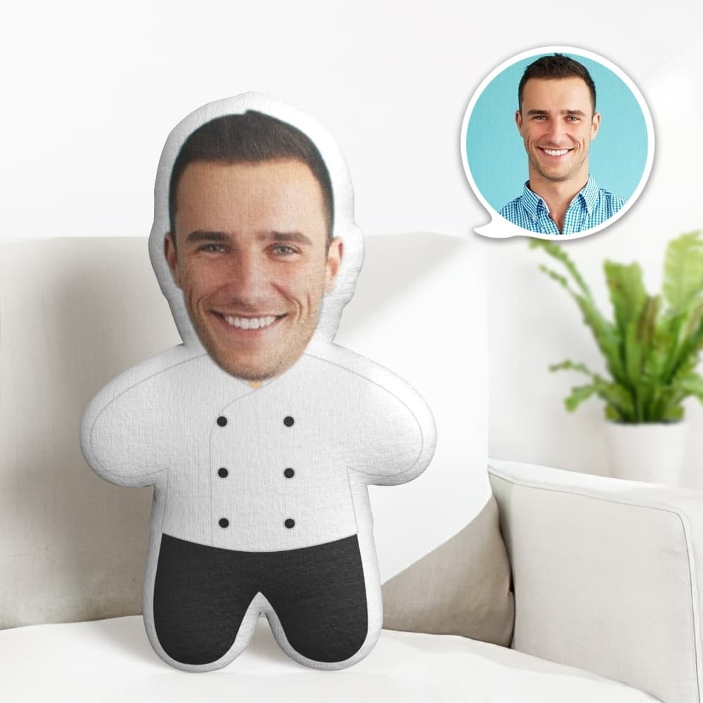 Cartoon Chef Minime Throw Pillow Custom Face Pillow Personalized Cute Minime Pillow - auphotoblanket