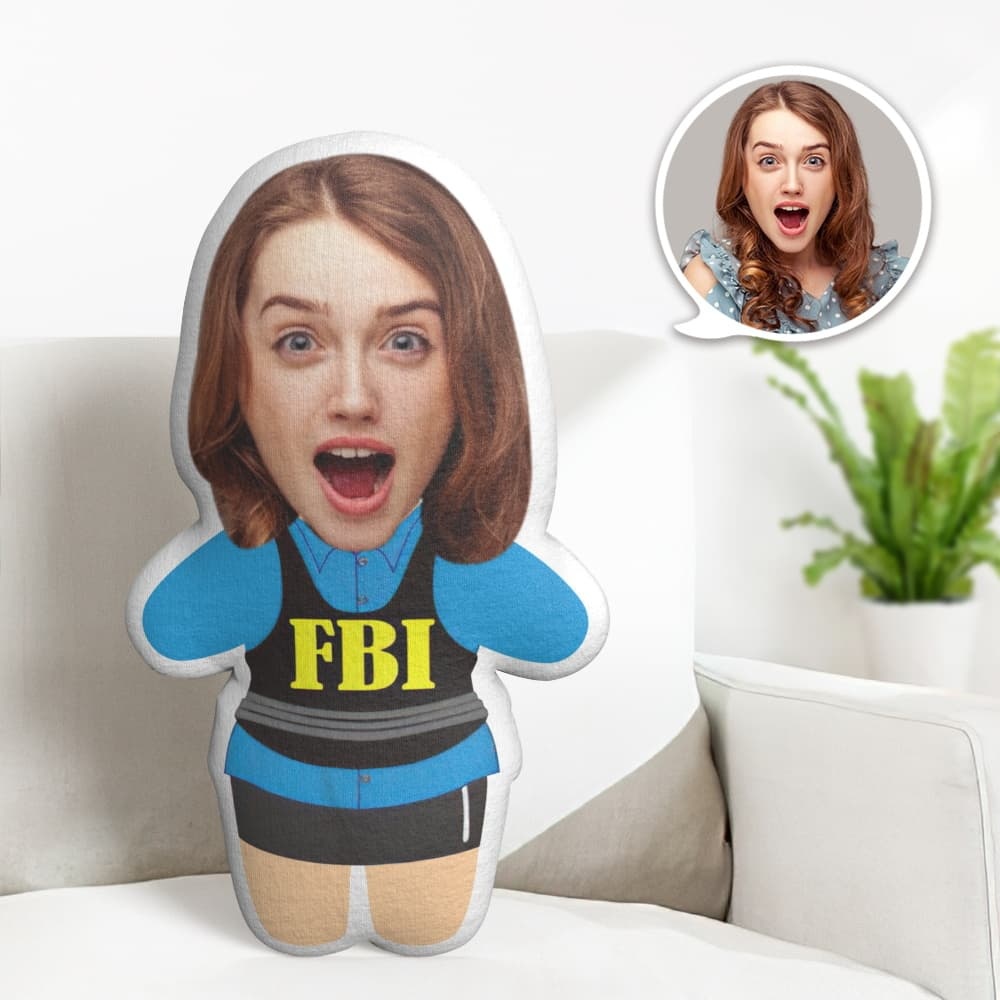 FBI Female Agent Minime Throw Pillow Custom Face Pillow Personalized Photo Minime Pillow - auphotoblanket