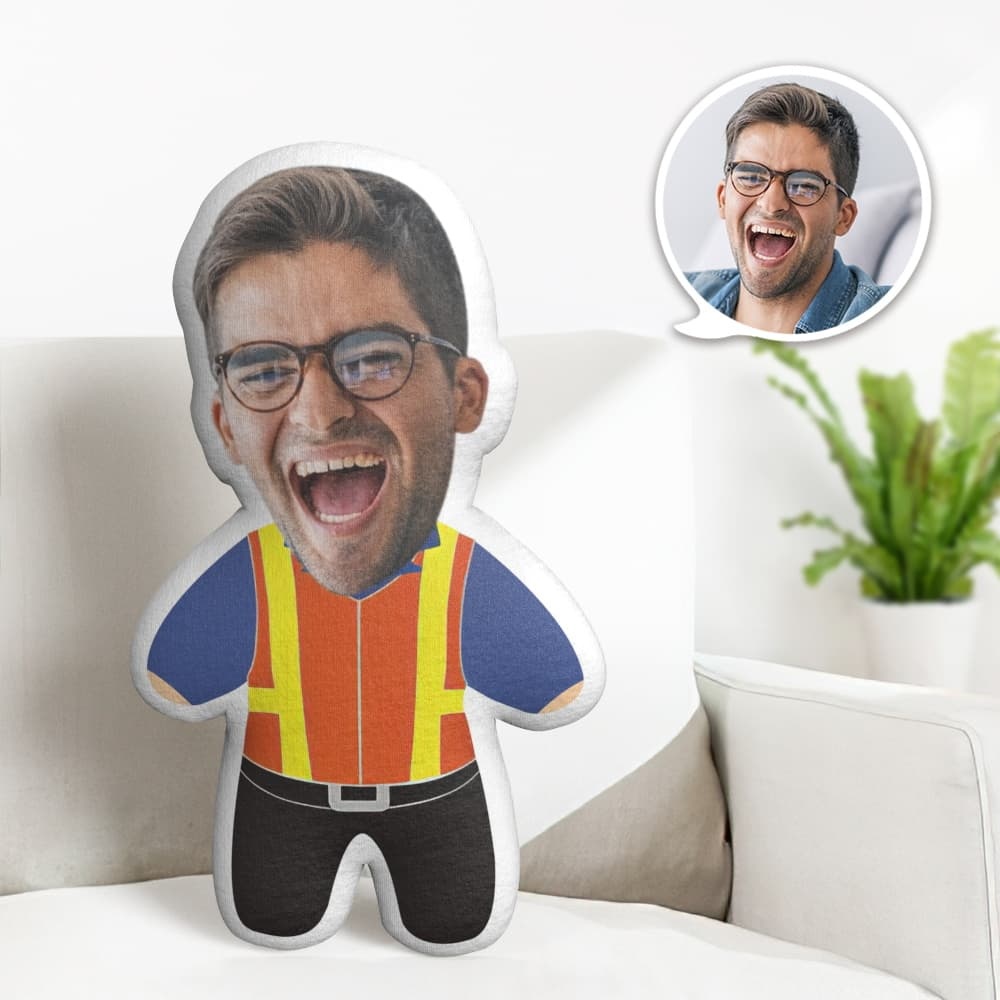 Custom Face Pillow Cartoon Engineer Minime Pillow Personalized Photo Minime Pillow Gifts - auphotoblanket
