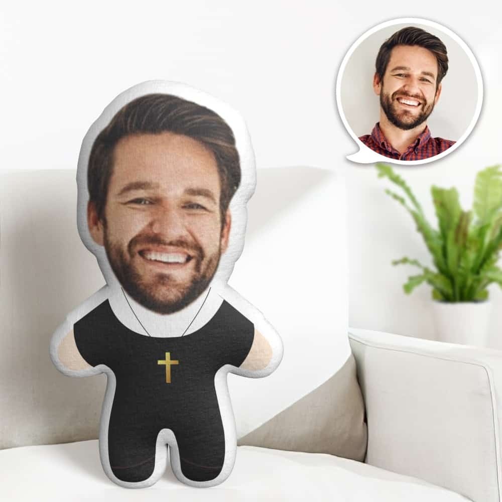 Cute Nun Minime Throw Pillow Custom Face Gifts Personalized Photo Minime Pillow - auphotoblanket