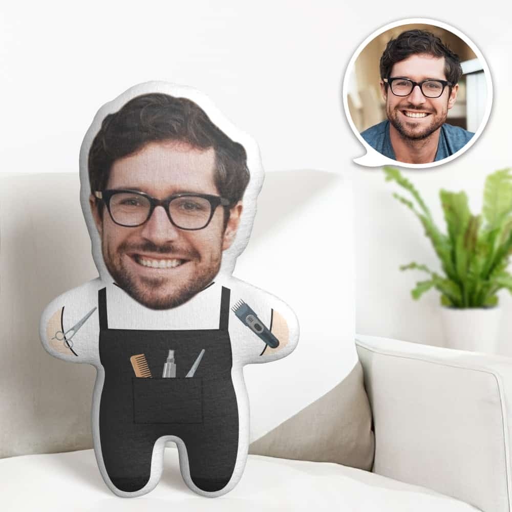 Custom Face Pillow Cartoon Hairdresser Minime Pillow Personalized Photo Minime Pillow Gifts - auphotoblanket