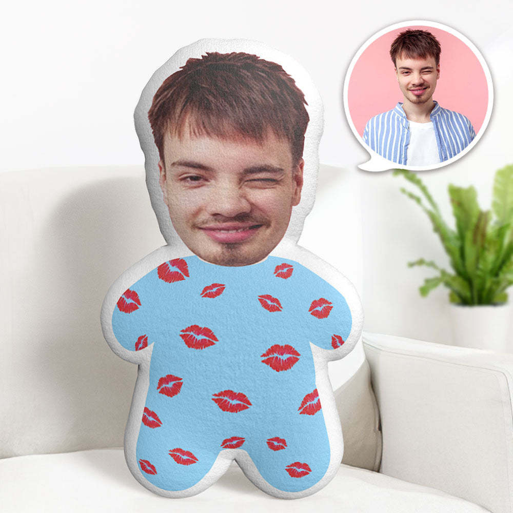 Custom Face Pillow Kiss Me Minime Pillow Personalized Photo Pillow Best Gift for Him - auphotoblanket