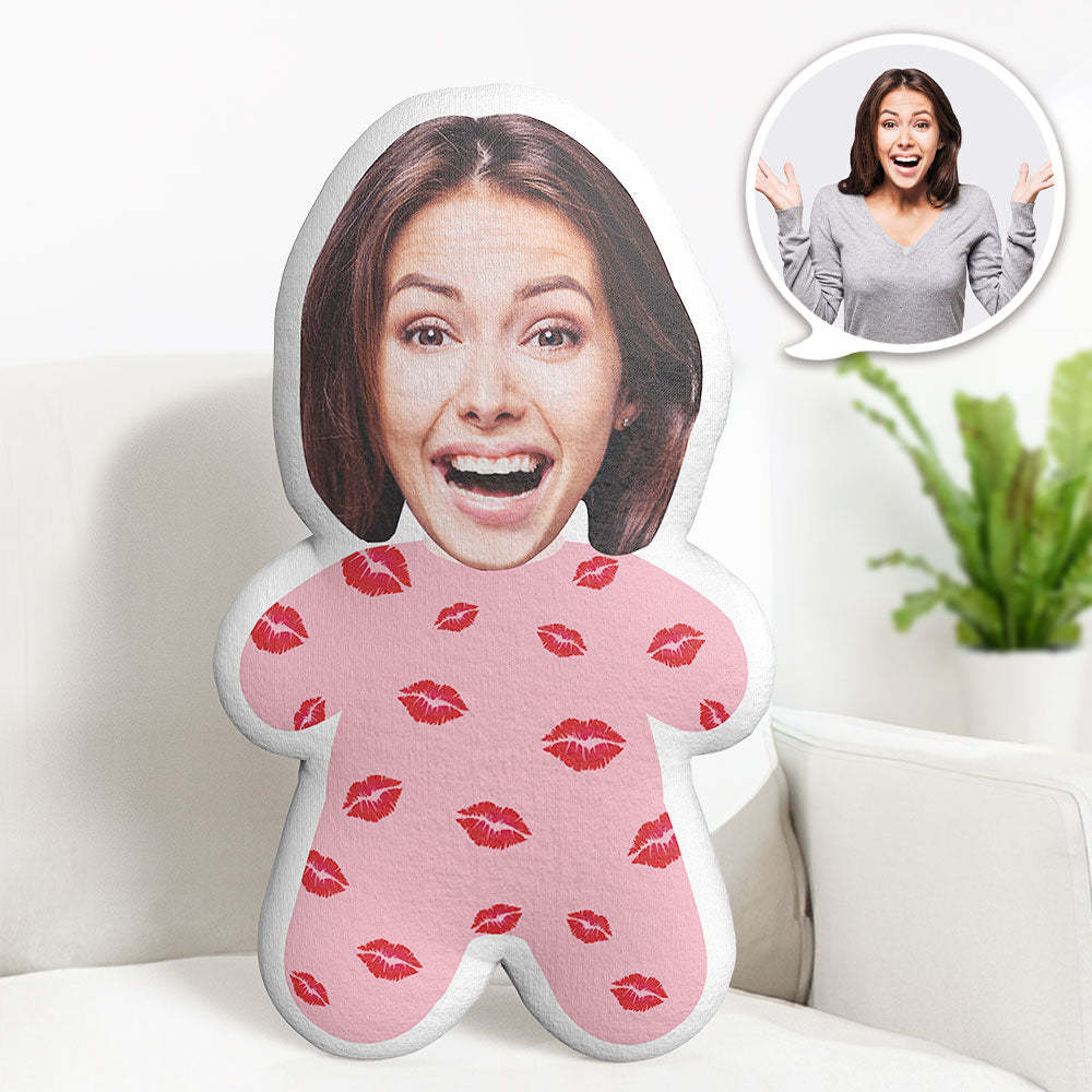 Custom Face Pillow Kiss Me Minime Pillow Personalized Photo Pillow Best Gift for Her - auphotoblanket