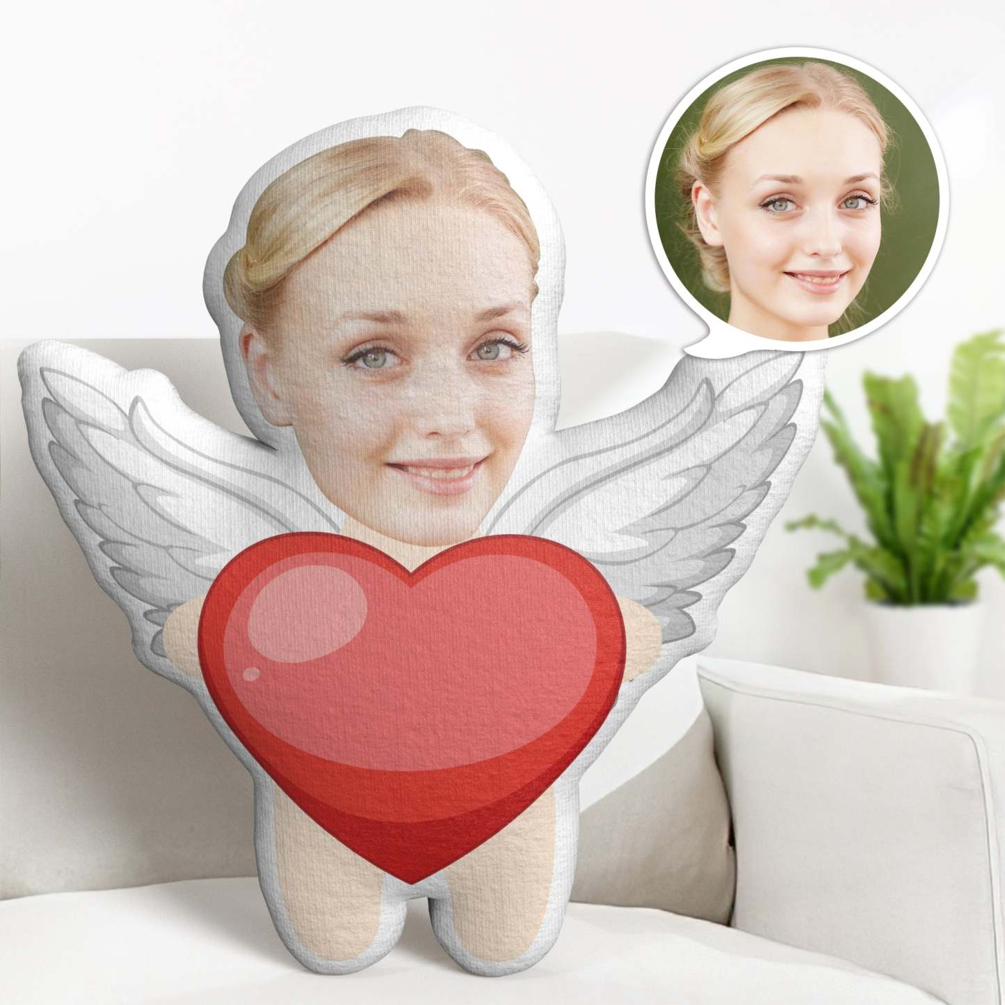 Valentine's Day Gifts Custom Face Minime Throw Pillow Personalized Love Heart Pillow Gifts - auphotoblanket