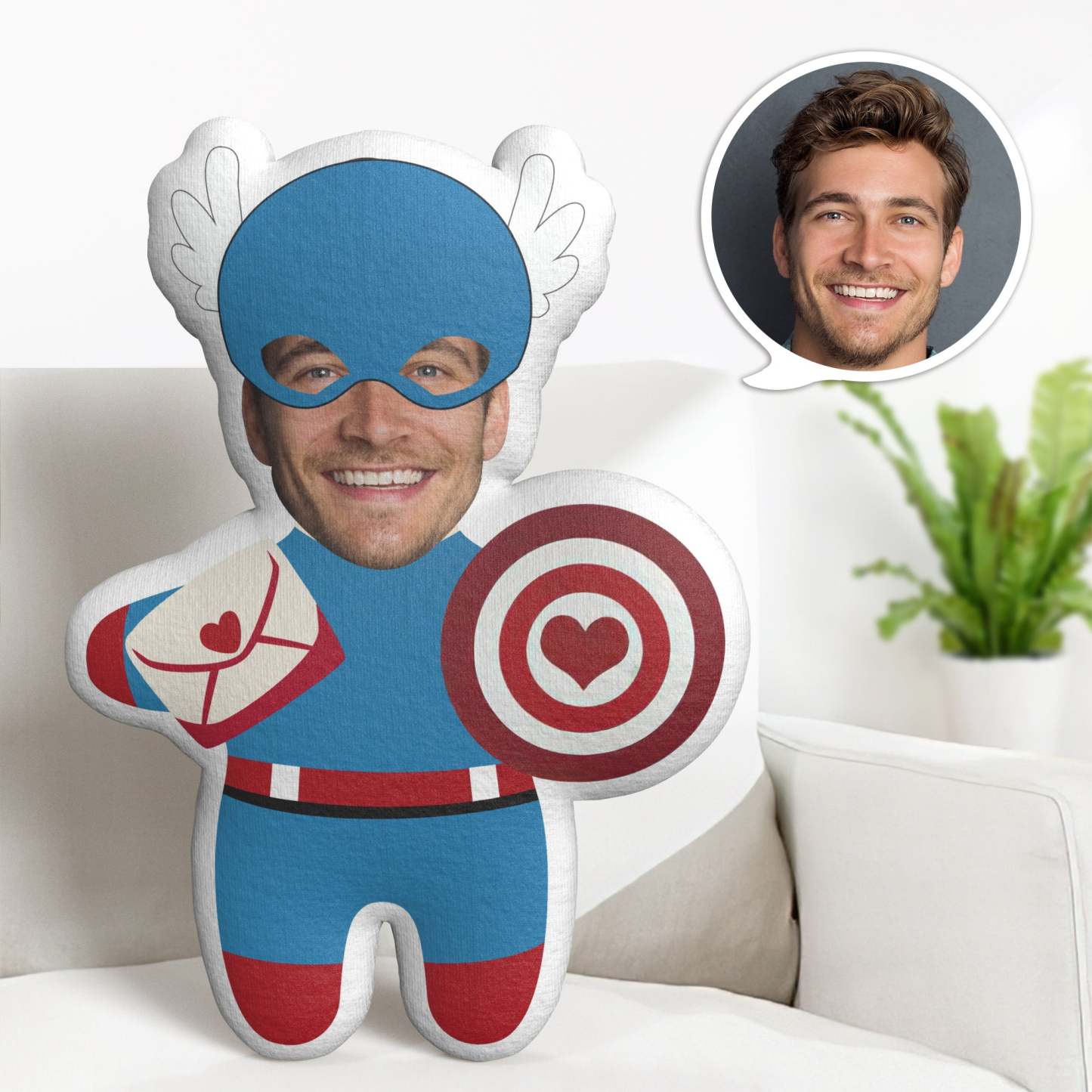 Custom Captain America Gifts Personalized Valentine's Day Minime Throw Pillow - auphotoblanket