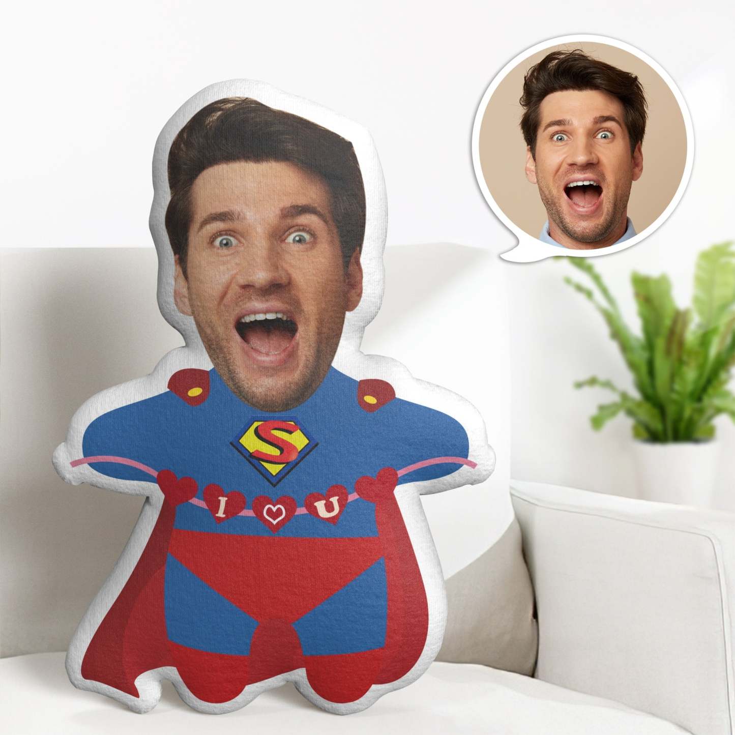 Valentine's Day Pillow Gifts Custom Cartoon Pillow Personalized Superman Minime Pillow Gifts - auphotoblanket