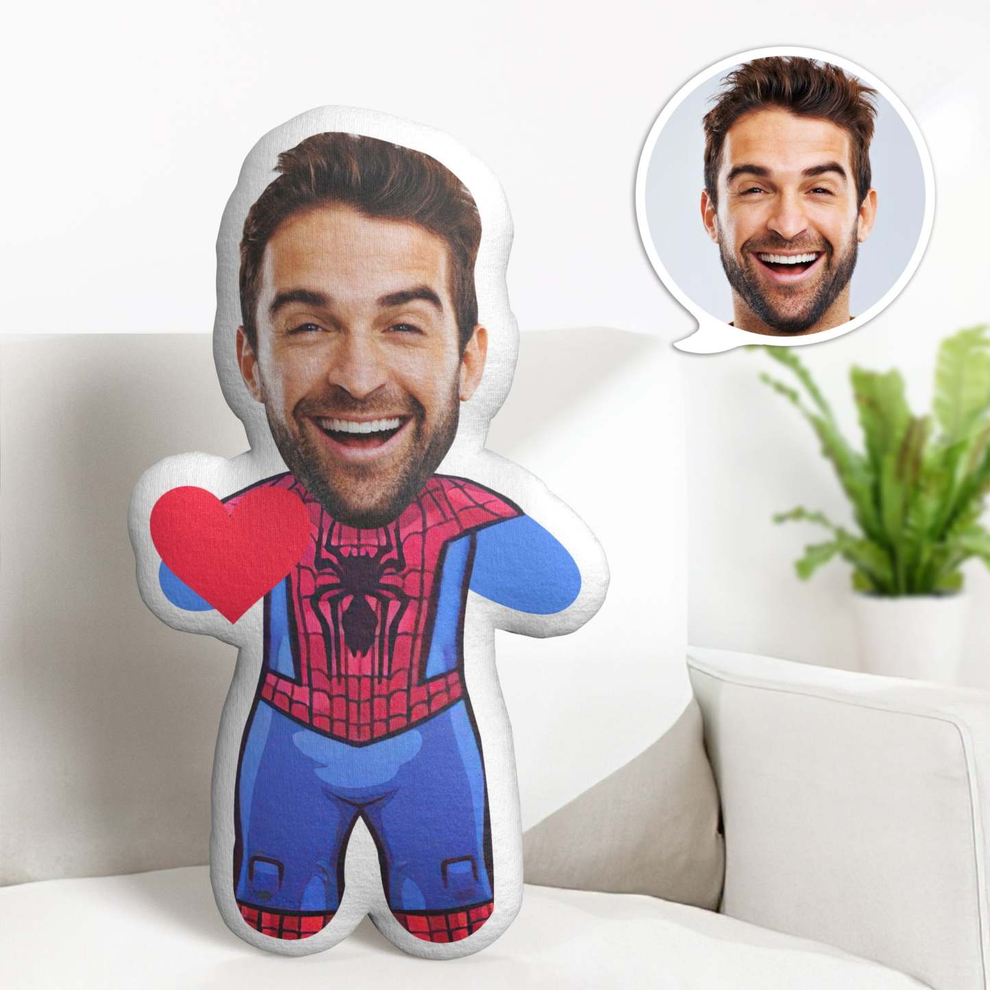 Valentine's Day Minime Pillow Gifts Custom Face Pillow Personalized Cartoon Spiderman Pillow Gifts - auphotoblanket