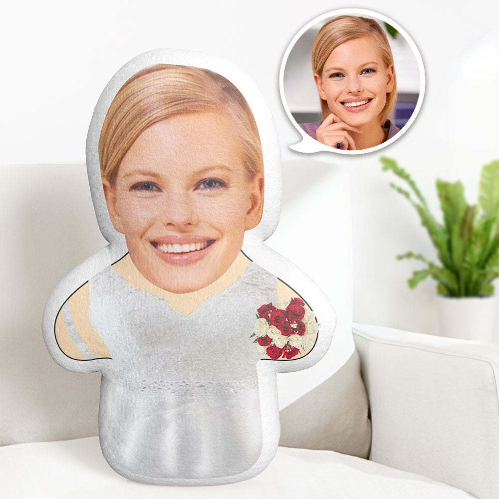 Valentine's Day Gift Custom Face Pillow Personalised Photo Minime Doll Bride The Best Gift for Lover - auphotoblanket