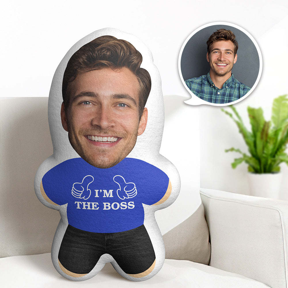 Custom Face Minime Throw Pillow Gifts for Boss Personalized Photo Minime Pillow - auphotoblanket