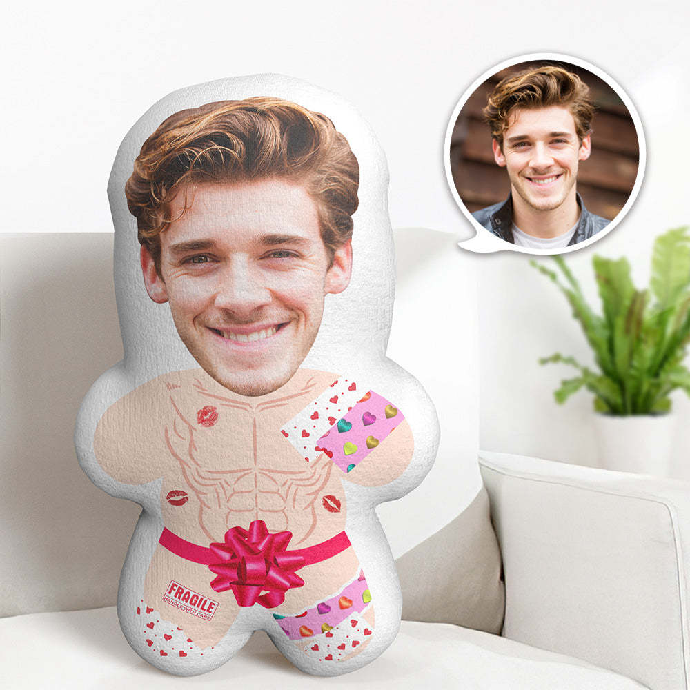 Custom Face Pillow Naked Male Body Pillow Personalized Lip Print Minime Doll Gift - auphotoblanket