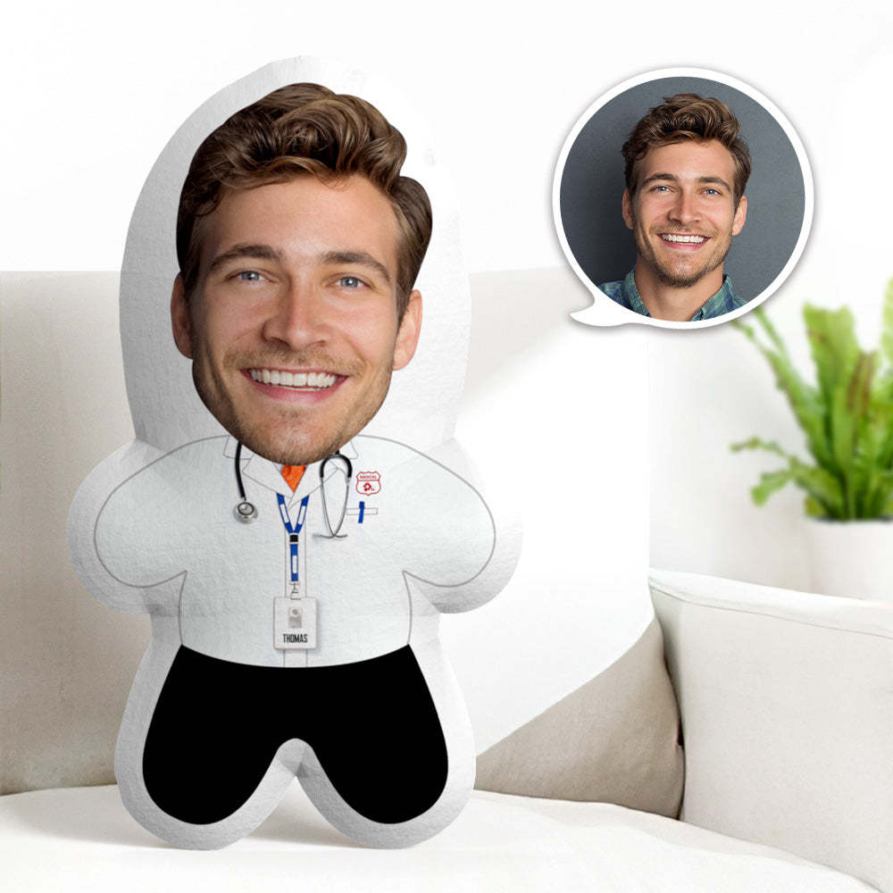 Custom Face Doctor Pillow Personalized Photo Minime Pillow Gift For Doctor - auphotoblanket