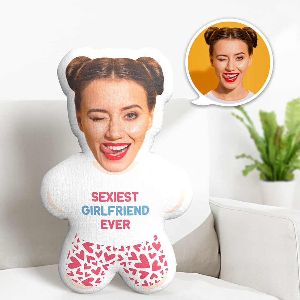 Custom Minime Throw Pillow Sexiest Girlfriend Ever Face Pillow Personalized Photo Minime Pillow - auphotoblanket