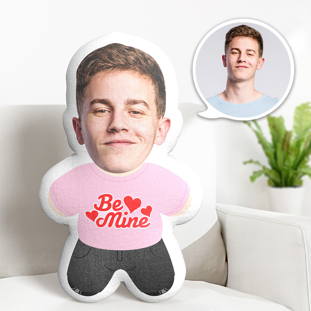 Custom Minime Throw Pillow Be Mine Face Pillow Personalized Photo Minime Pillow - auphotoblanket