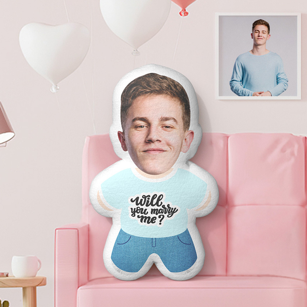 Custom Minime Throw Pillow Will You Marry Me? Personalized Photo Minime Pillow - auphotoblanket