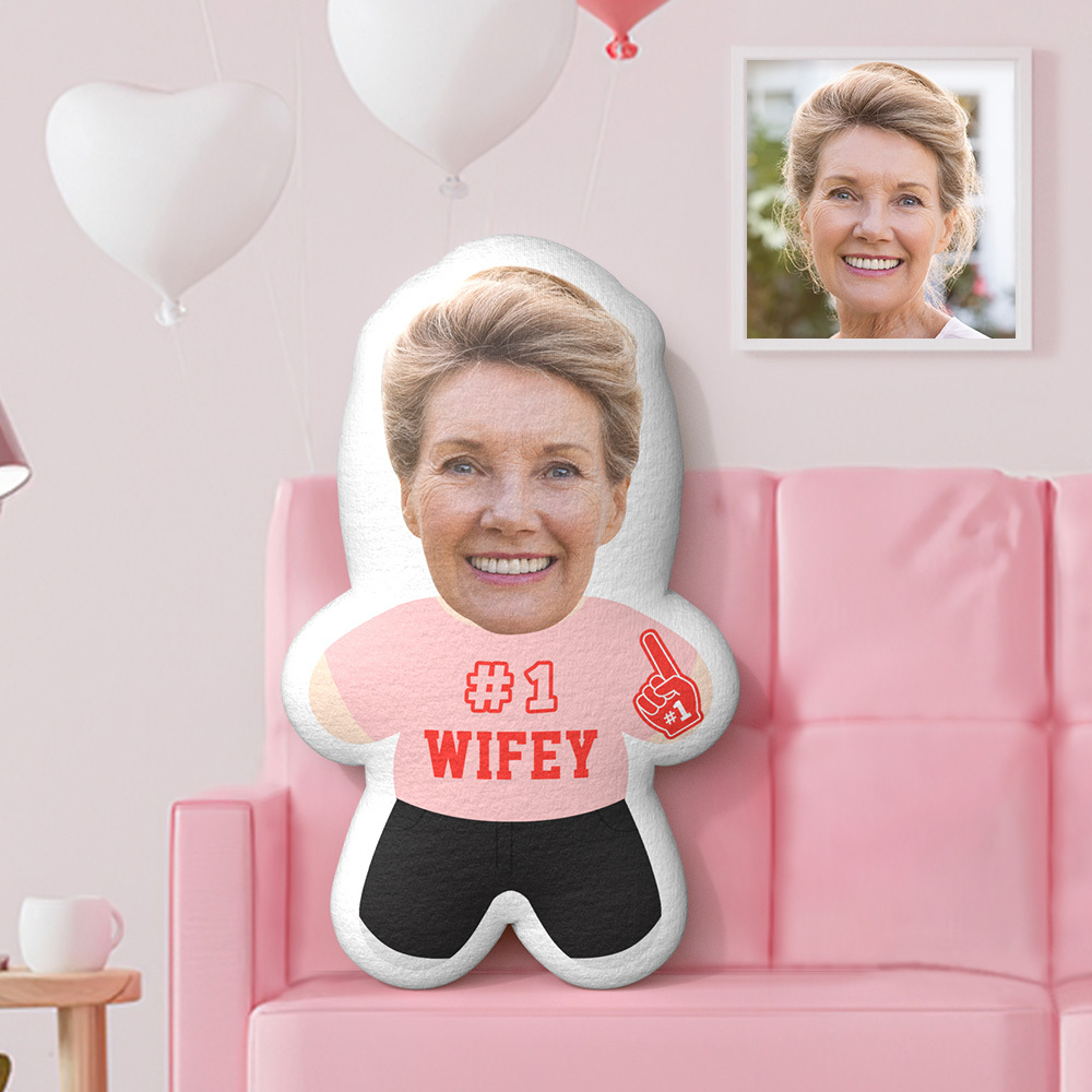 Custom Minime Throw Pillow #1 Wifey Face Pillow Personalized Photo Minime Pillow - auphotoblanket