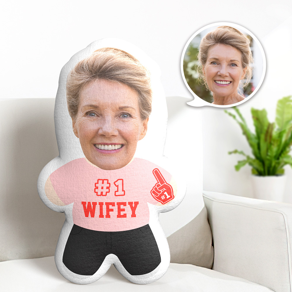 Custom Minime Throw Pillow #1 Wifey Face Pillow Personalized Photo Minime Pillow - auphotoblanket
