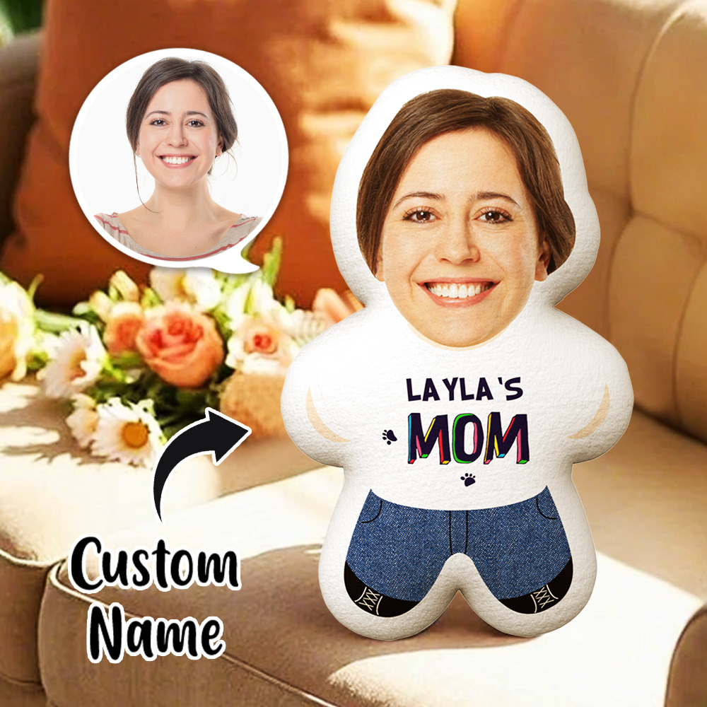 Custom Face Minime Pillow Dog Mom Add Name Pillow Gifts for Mother - auphotoblanket