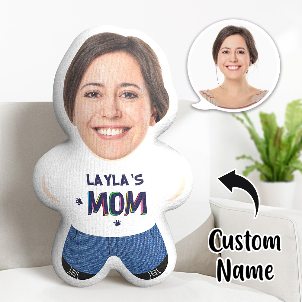Custom Face Minime Pillow Dog Mom Add Name Pillow Gifts for Mother - auphotoblanket
