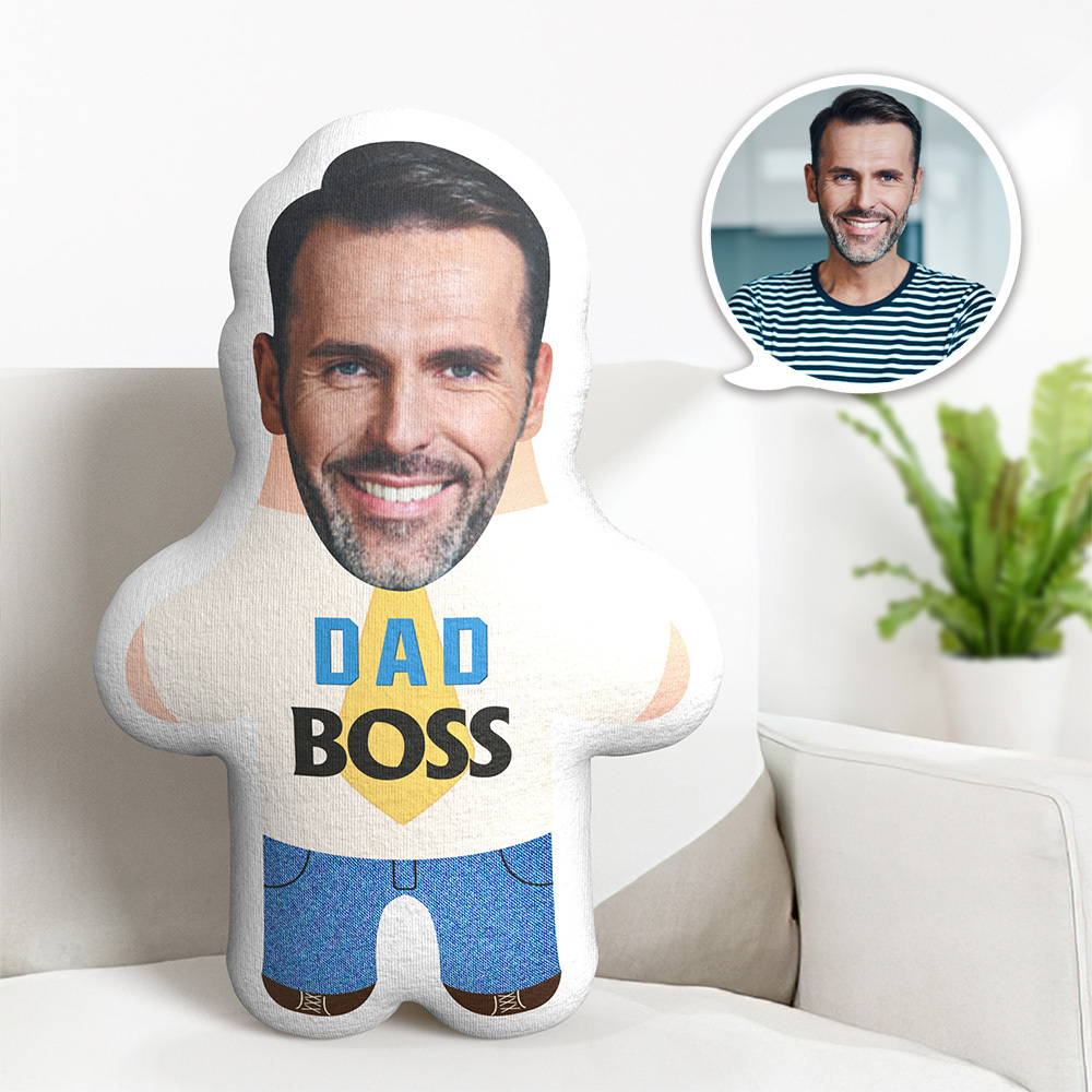 Custom Minime Pillow Dad Boss Face Pillow Father's Day Gifts - auphotoblanket