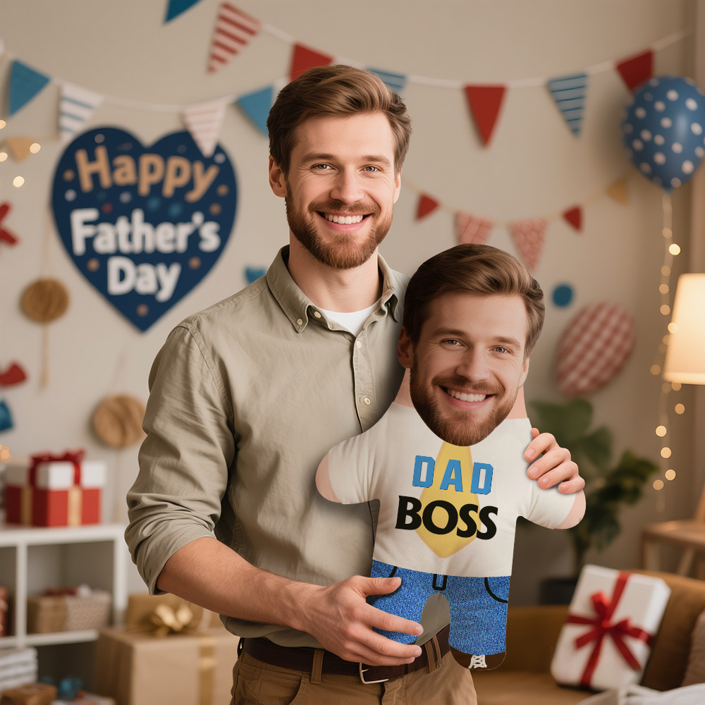 Custom Minime Pillow Dad Boss Face Pillow Father's Day Gifts