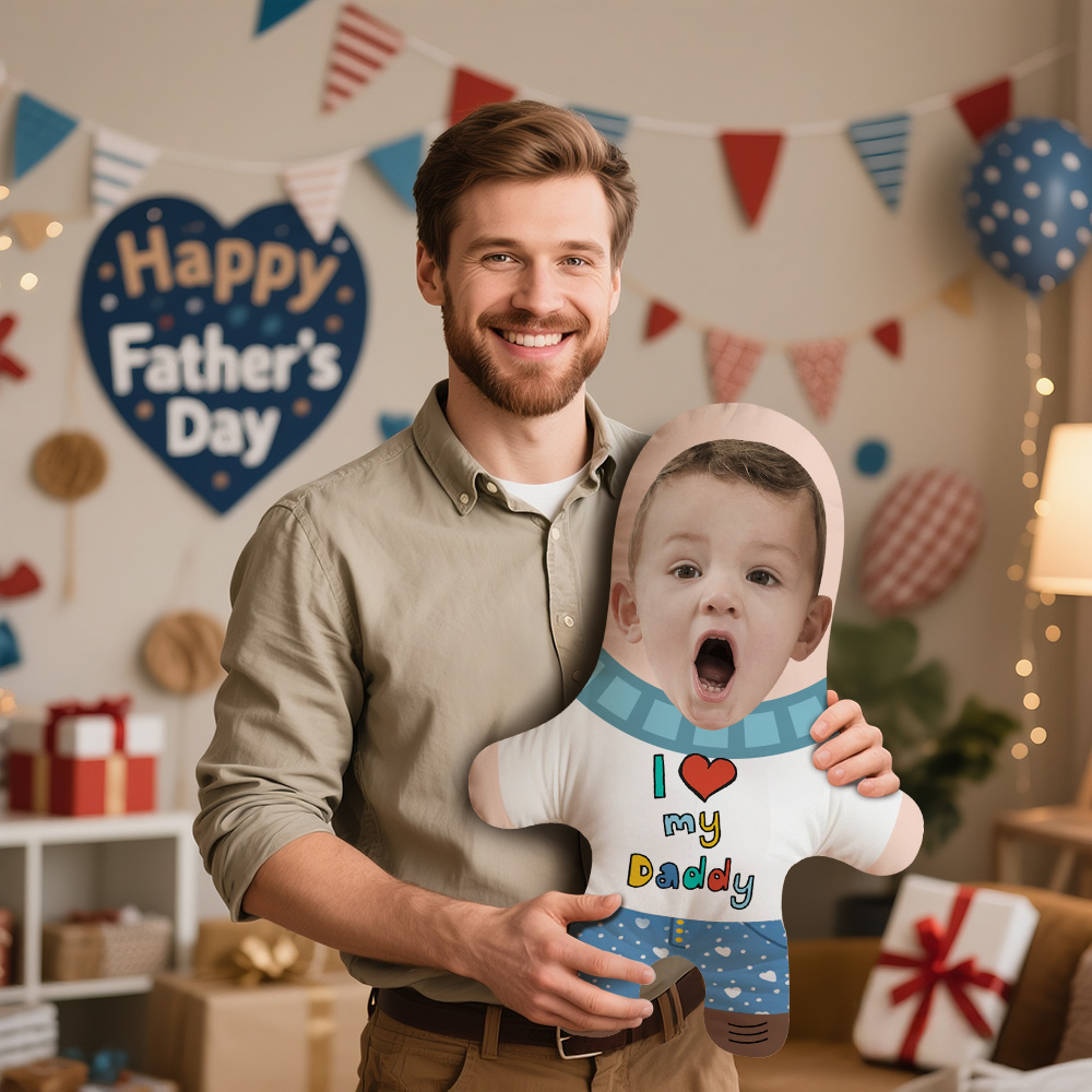 Custom Minime Pillow I Love My Daddy Face Pillow Father's Day Gifts