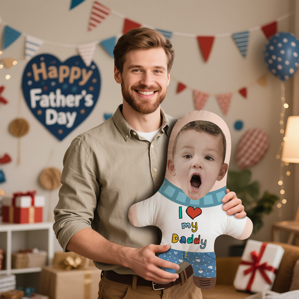 Custom Minime Pillow I Love My Daddy Face Pillow Father's Day Gifts - auphotoblanket