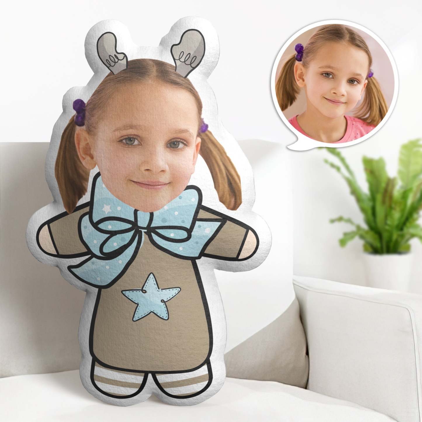 Custom Christmas Minime Throw Pillow Personalized Minime Throw Pillow Deer Costume - auphotoblanket