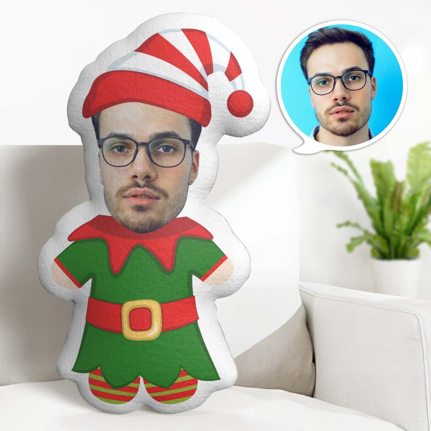 Christmas Gifts Custom Cartoon Pillow Personalized Christmas Elf Minime Pillow Gifts - auphotoblanket