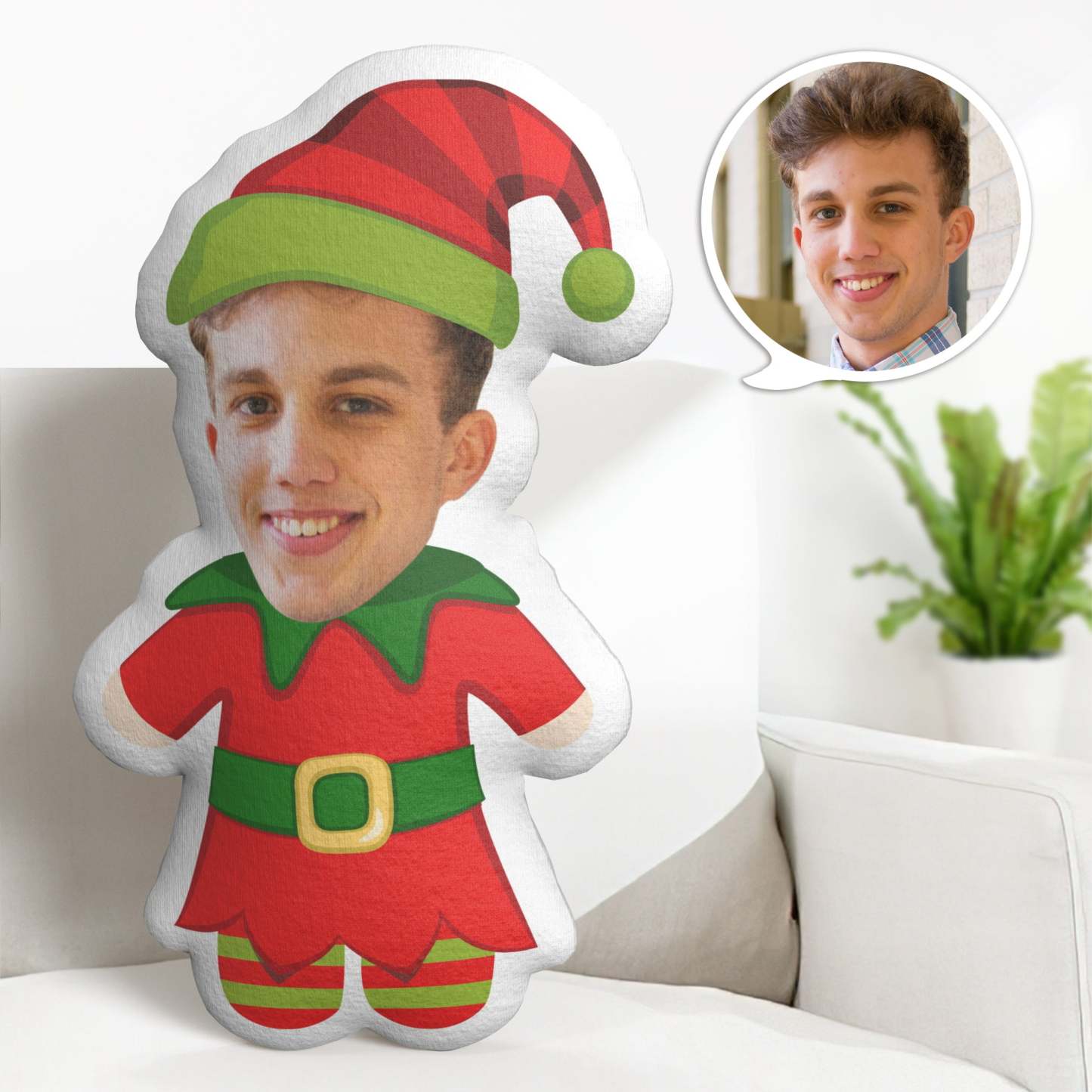 Custom Christmas Elf Minime Throw Pillow Personalized Minime Throw Pillow Gifts - auphotoblanket