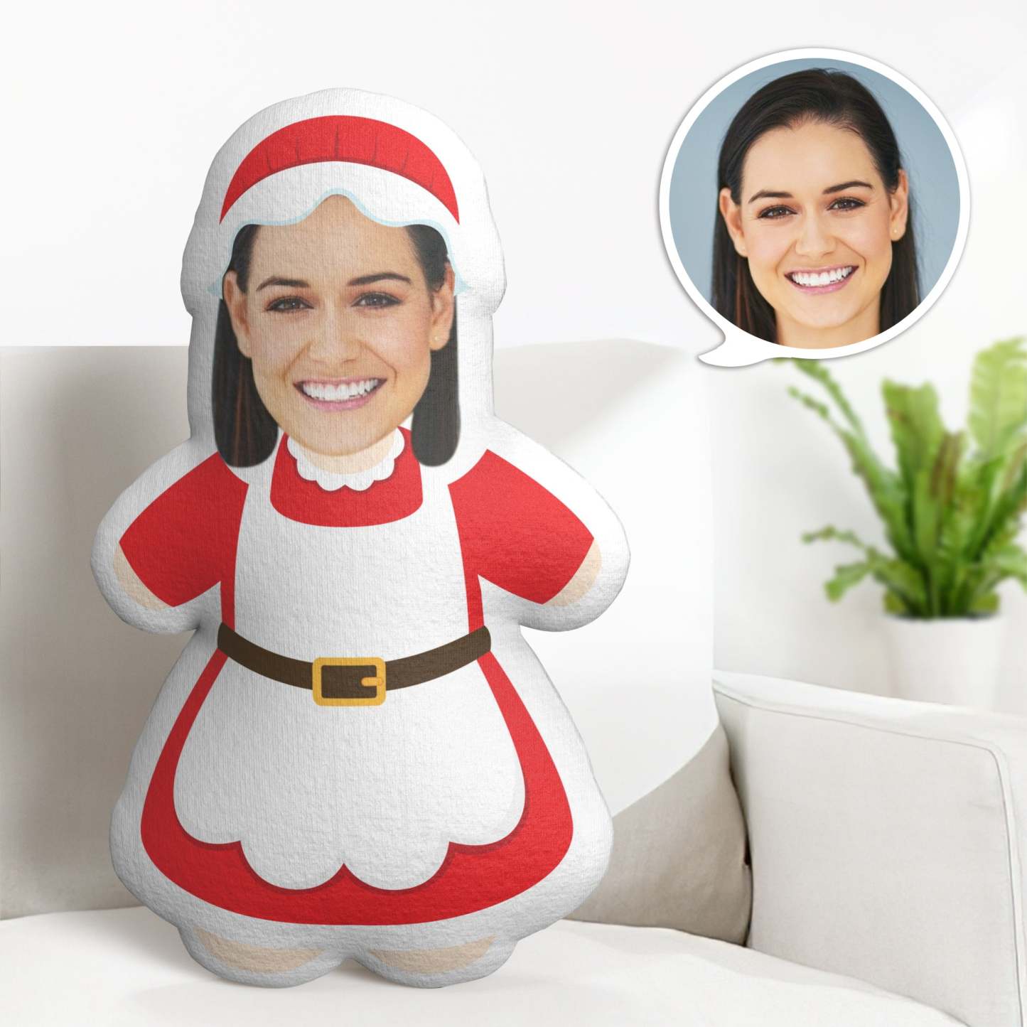 Custom Face Minime Throw Pillow Personalized Minime Throw Pillow Christmas Maid Gifts - auphotoblanket